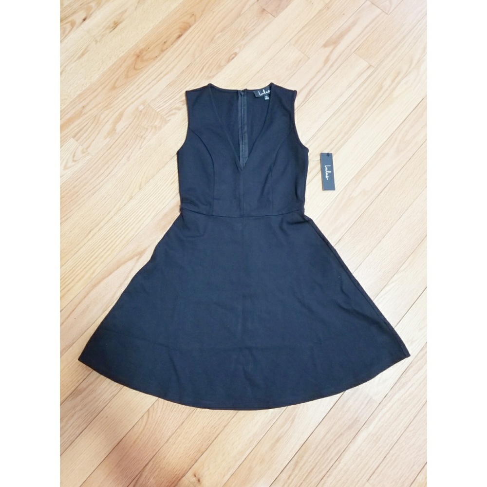 V-neck Black Skater Dress